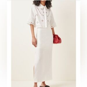 Red Valentino Broderie Angalaise Cotton Cropped Shirt size 4